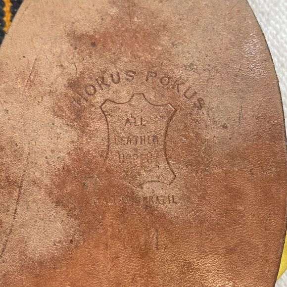 Vintage Hokus Pokus Leather Slip On Sandals. Rare. Size 8 M. Made In Brazil. - Picture 5 of 8